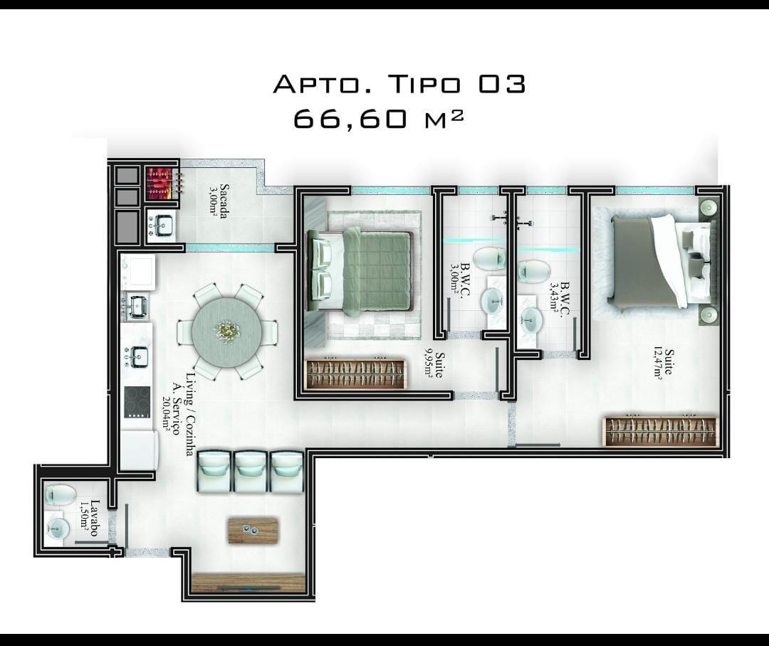 Apartamento à venda com 2 quartos, 66m² - Foto 4